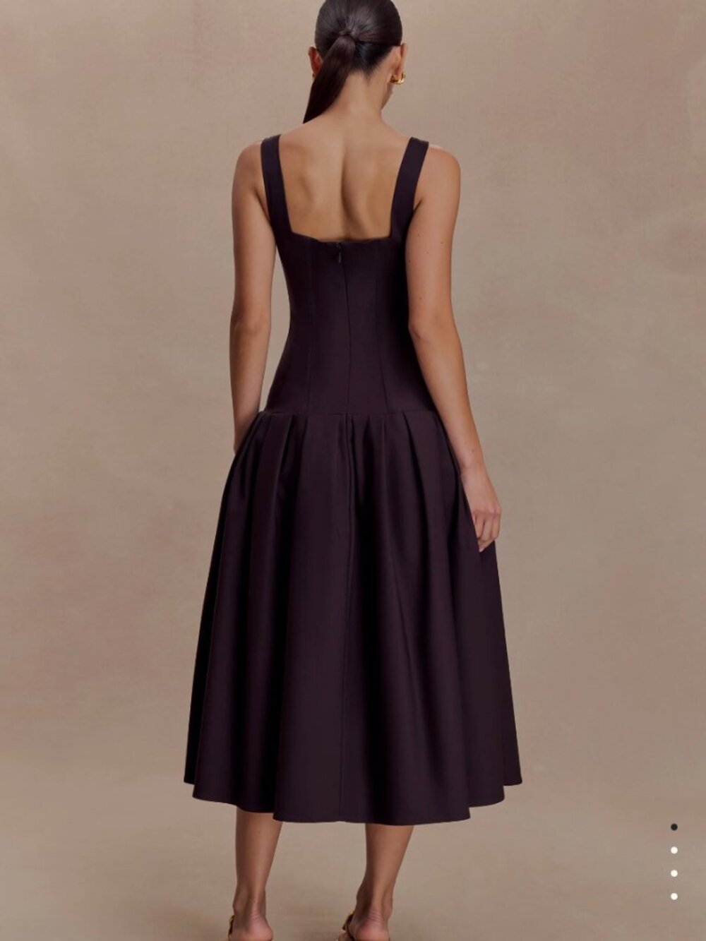 Meshki NWT Natascha Drop Waist Cotton Midi Dress in Chocolate Brown - Size XXL - Picture 2 of 16